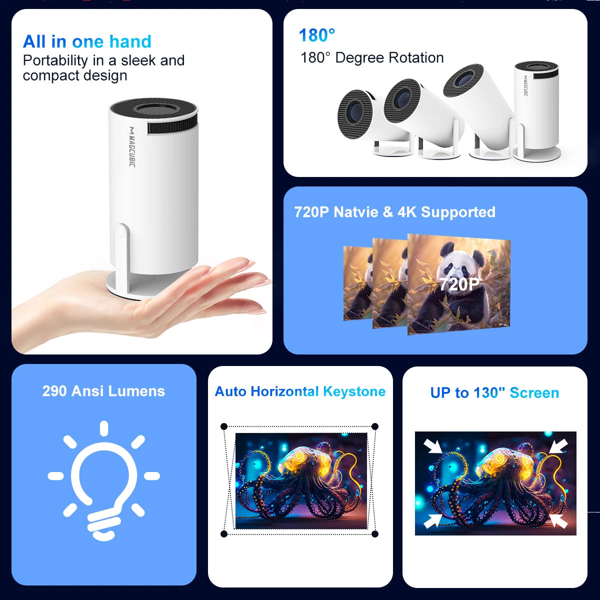 Home Cinema Outdoor Projetor Pro 4K 1280*720P
